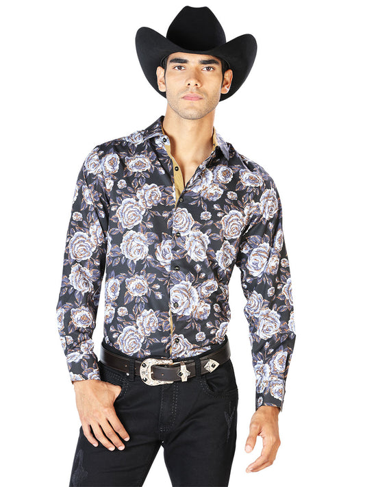 Black Beige Casual Long Sleeve Shirt 43540