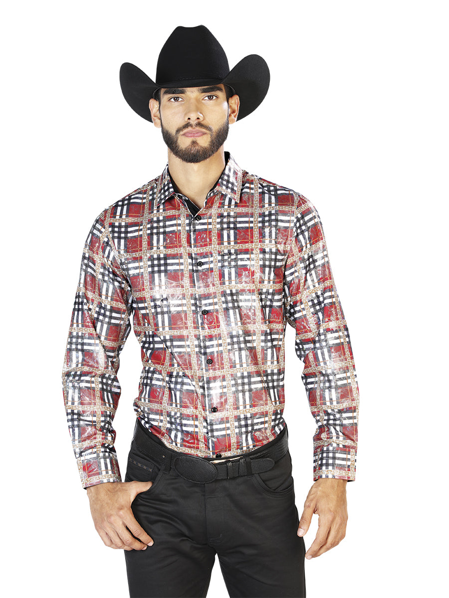 Red Checker Casual Long Sleeve Shirt 43816