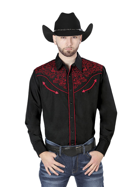 El Señor de los Cielos Embroidery Shirt Black/Red 44187