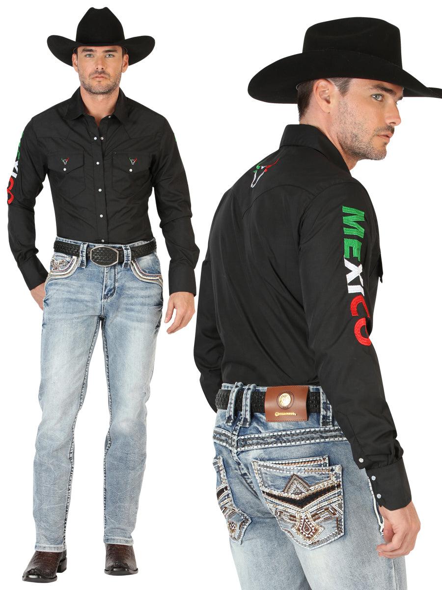 Centenario Men's Premium Denim Boot Cut Pants - Black 45532
