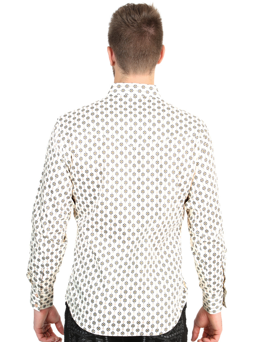El General Men’s Long Sleeve Western Shirt - Beige 45606