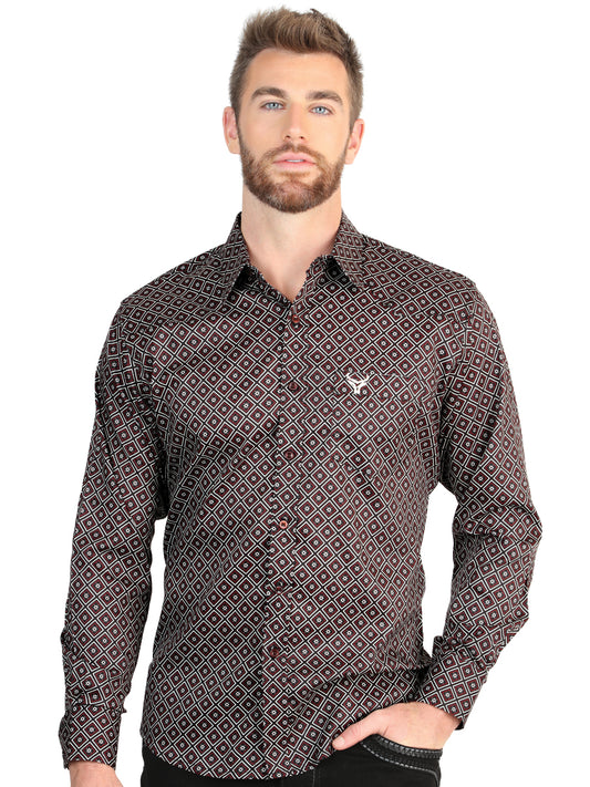 El General Men’s Long Sleeve Western Shirt - Royal Blue 45607