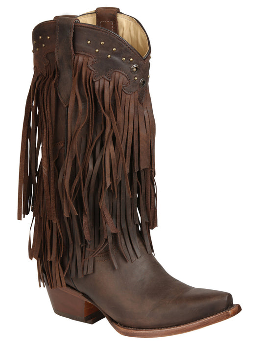 El General Women’s Fringe Western Boots - Choco 45795