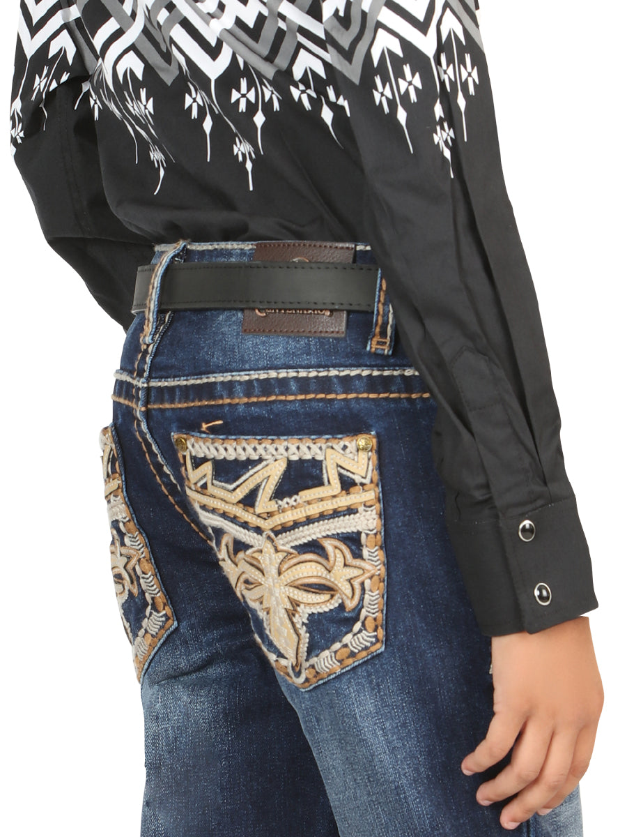 Boys Centenario Premium Bootcut Jeans - Medium Blue Denim  45842